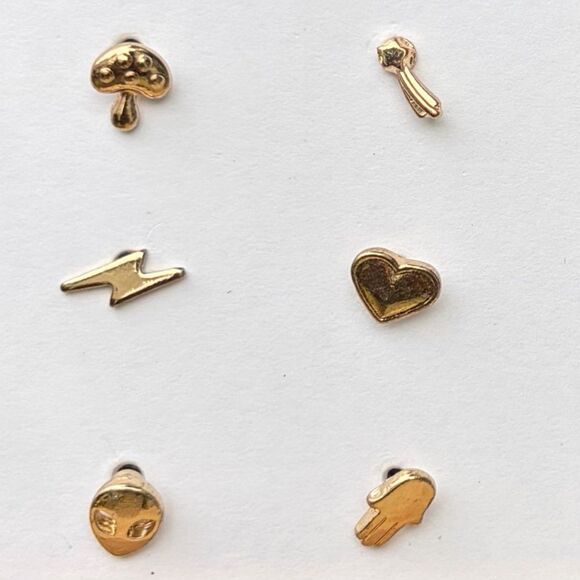 NWT New Urban Outfitters UO Gold Stud Icon Earring Set 12 earrings Mix & Match - Picture 2 of 5